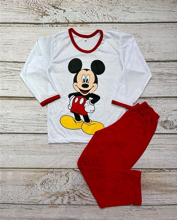 Pijama Infantil Inverno Mickey Vermelha