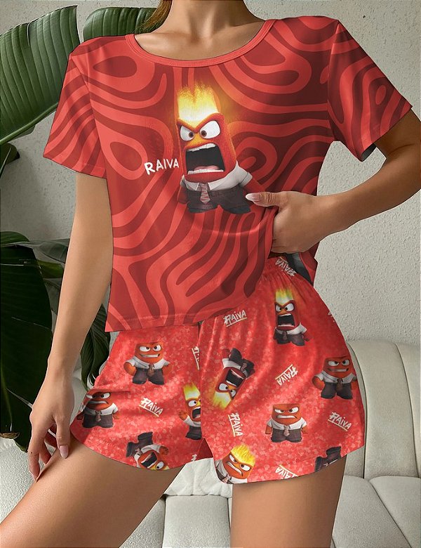 Pijama Adulto Feminino Divertidamente Raiva