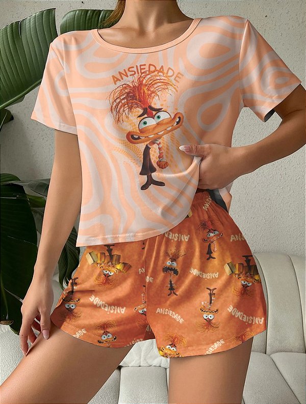 Pijama Adulto Feminino Divertidamente Ansiedade