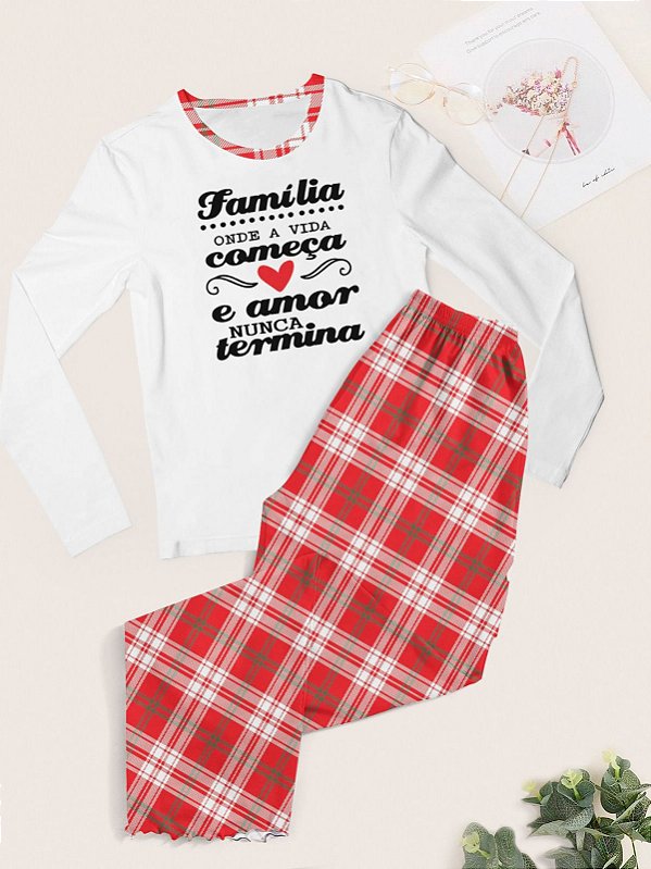 Pijama Adulto Masculino Família onde tudo a vida começa.