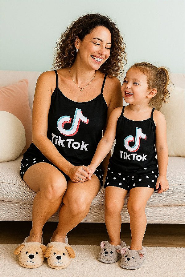 Kit Pijama Verão Mãe e Filha Tik Tok