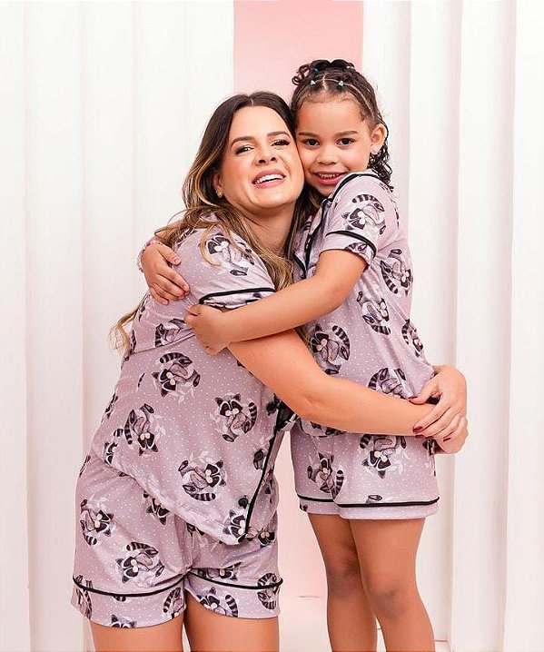 Kit Pijama Mãe e filha Verão Americano Esquilo