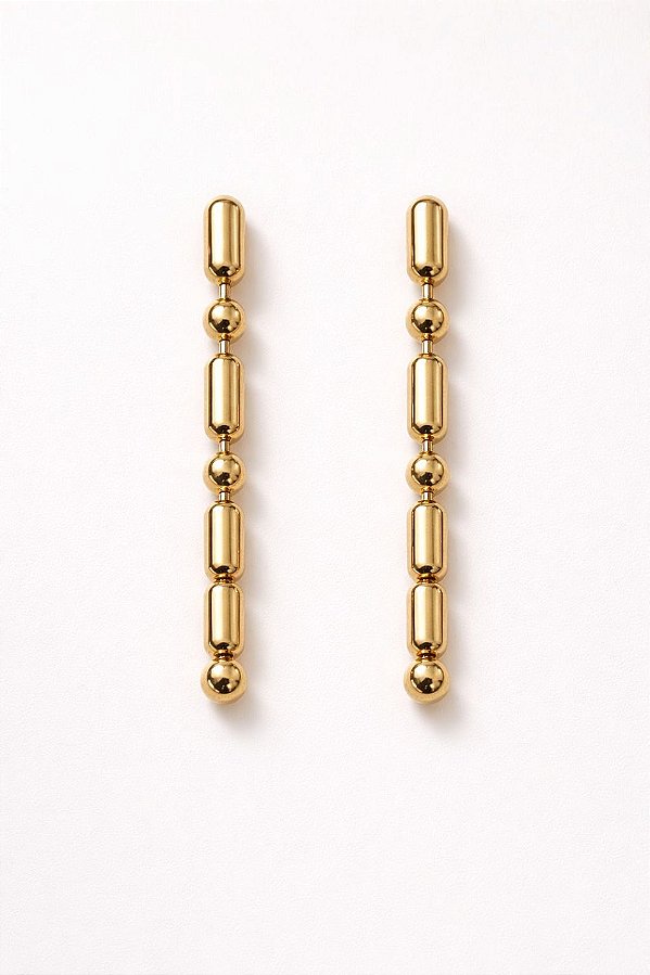 Brinco Semi-Joia minimalista dourado cumprido