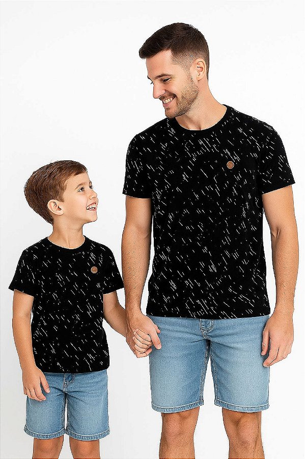 Kit Pai e Filho Camiseta Preta Combinando | Tal Pai Tal Filho