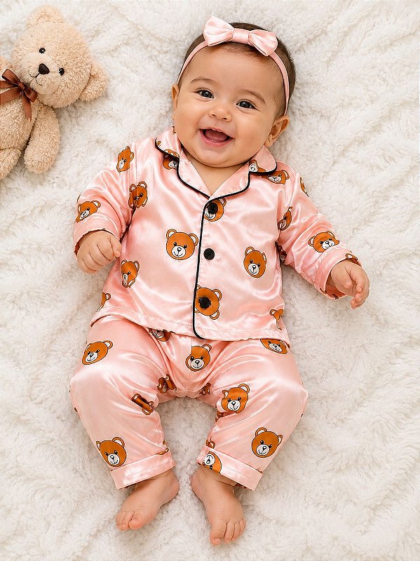 Pijama Infantil Americano de Cetim Bebê