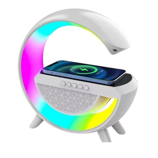Luminária G Speaker de Mesa (Luminária Rgb, Caixa de Som, Carregador Indução Smart)