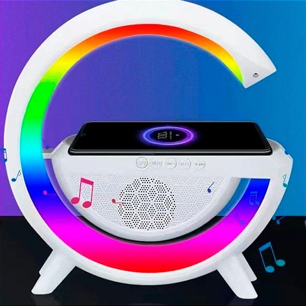 Luminária G Speaker de Mesa (Luminária Rgb, Caixa de Som, Carregador Indução)