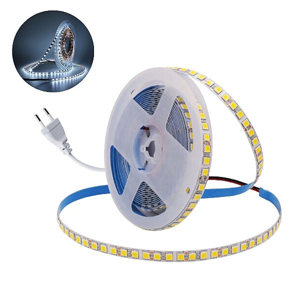 Fita de LED 120 Leds com Plug 10 Metros Branco Frio