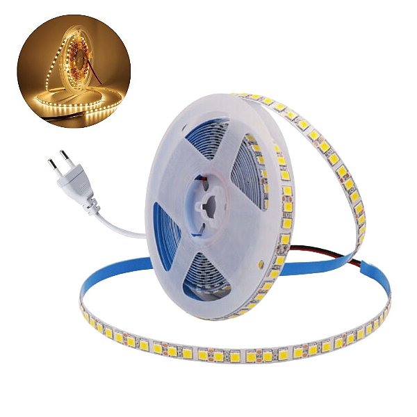 Fita de LED 120 Leds com Plug 10 Metros Branco Quente
