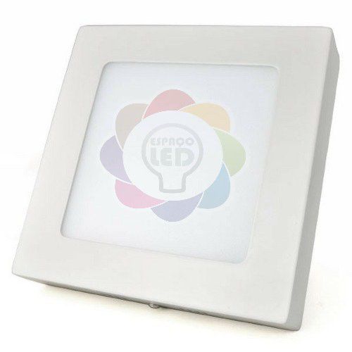 Plafon Led 12W Sobrepor Quadrado Branco Frio