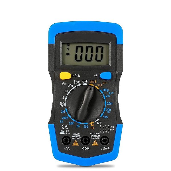 Multímetro Digital Portátil Profissional Corrente Ac + Dc Tensão 200M~600V Bateria 9V
