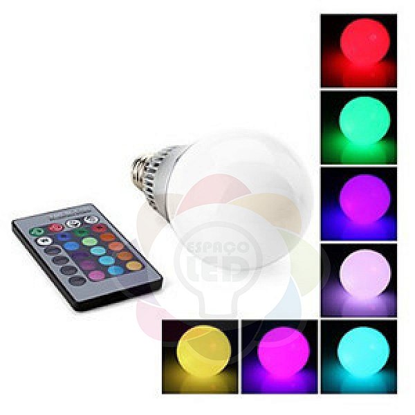 Lâmpada Bulbo Colorida RGB com Controle 7w E27