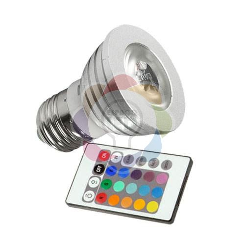 Lâmpada Dicroica 3w Colorida RGB com Controle E27