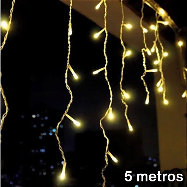 Cascata Led de Natal 5M Branco Quente