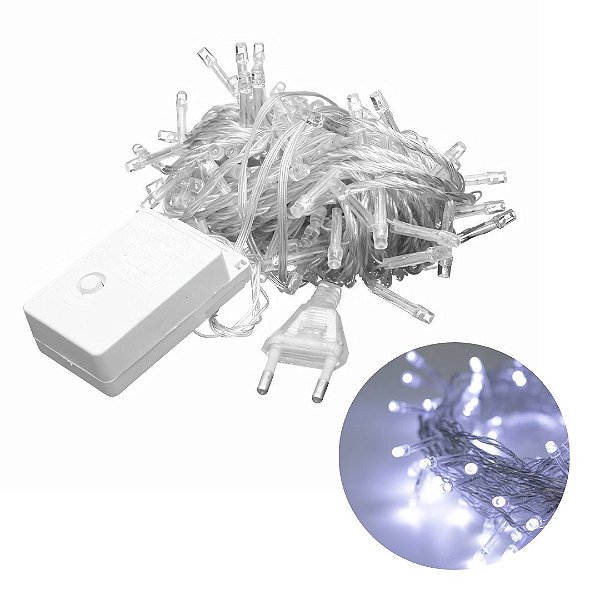 Luzinha de Natal Branco Frio Pisca Pisca 9,7m com 100 Leds
