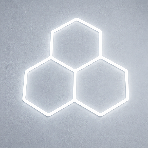 KIT 3 hexágono Perfil Honey 60cm T5 / Hexágono Colmeia