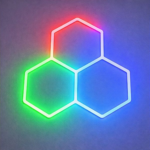 KIT 3 hexágono Perfil Honey 60cm T5 RGB / Hexágono Colmeia