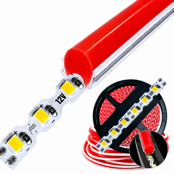 Fita LED Neon Segunda Geração + Silicone Vermelha/ METRO