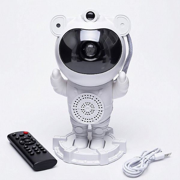 Mini Projetor Astronauta Galáxia com Bluetooth e Som