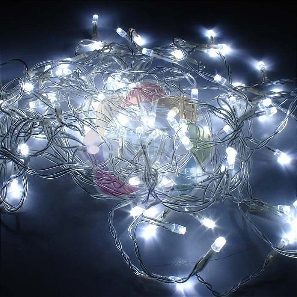 Luzinha de Natal Pisca Pisca 9,7m com 100 Leds Branco Frio 110v