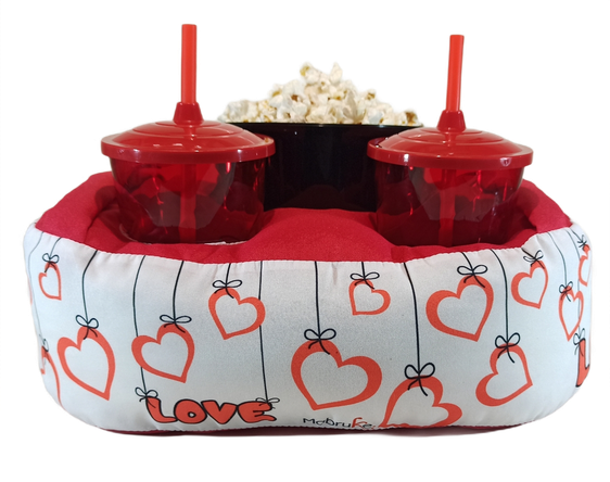 ALMOFADA KIT PIPOCA LOVE II+ 2 COPOS COM TAMPA E CANUDO