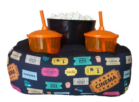 ALMOFADA KIT PIPOCA TICKET + 2 COPOS COM TAMPA E CANUDO