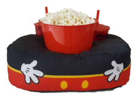 ALMOFADA KIT PIPOCA MICKEY + 2 COPOS COM TAMPA E CANUDO