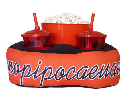 ALMOFADA KIT PIPOCA EU AMO PIPOCA + 2 COPOS COM TAMPA E CANUDO