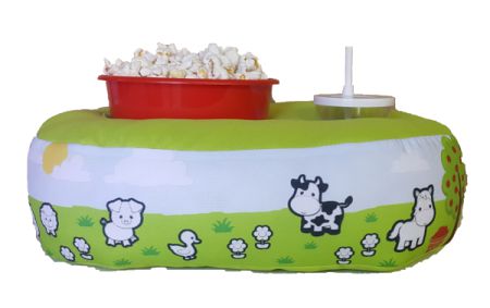 ALMOFADA KIT PIPOCA KIDS FAZENDA PARA COLORIR + 1 COPO COM TAMPA E CANUDO