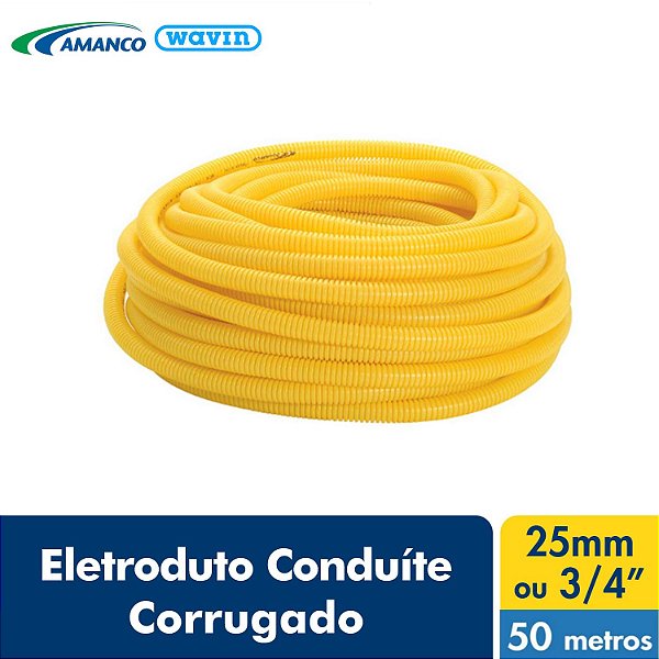 Amanco Eletrica Eletroduto Corrugado Conduite Amarelo Dn 25X50M