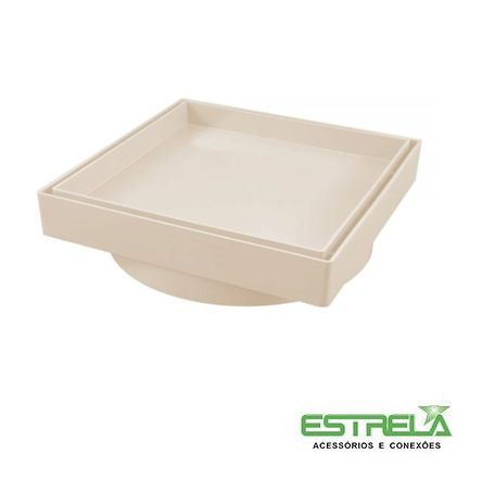 Estrela Ralo Invisivel Quadrado 10x10cm Cor: Bege Material: PVC - 1701