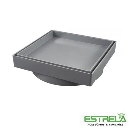 Estrela Ralo Invisivel Quadrado 10x10cm Cor: Cinza Material: PVC - 1703