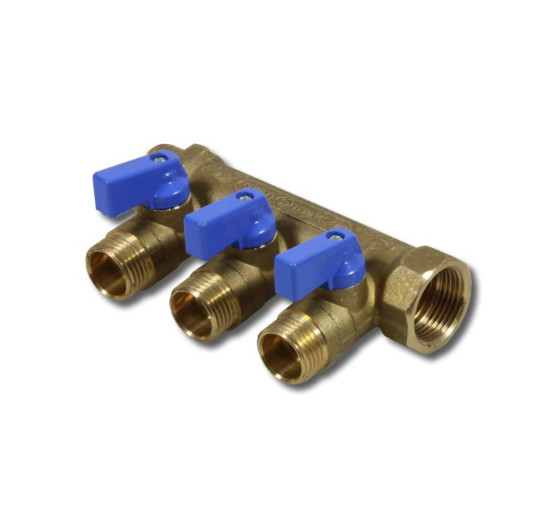 Pex Distribuidor Aberto com Registro 3/4 - 3 Saidas 1/2