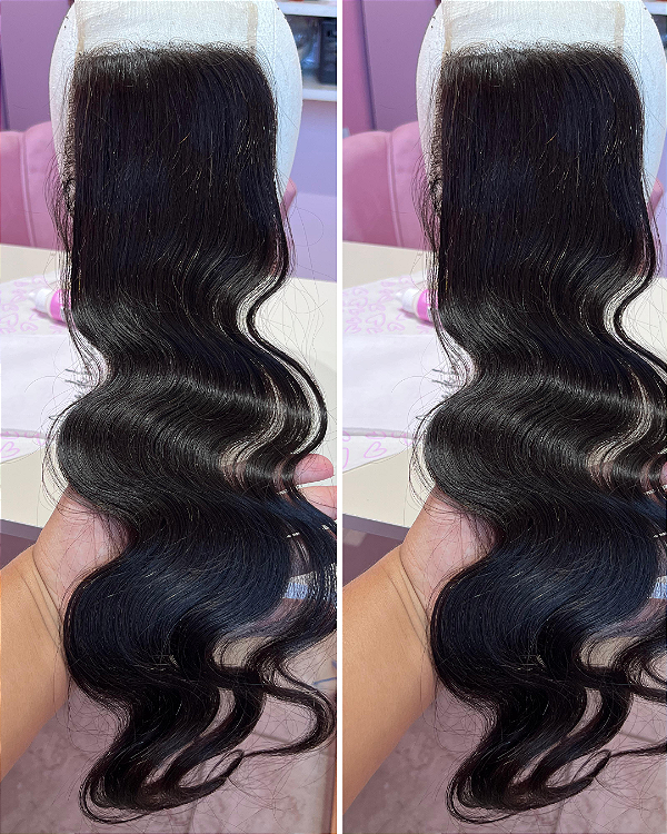 TOP CLOSURE 10x10 HUMANA ONDULADA  45CM ( TELA TRANSPARENTE)
