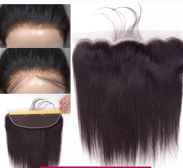 FRONTAL CLOSURE ORELHA A ORELHA  CABELO HUMANO LISA 35 cm