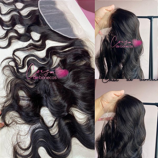 FRONTAL CLOSURE ORELHA A ORELHA  CABELO HUMANO ONDULADA 35 cm