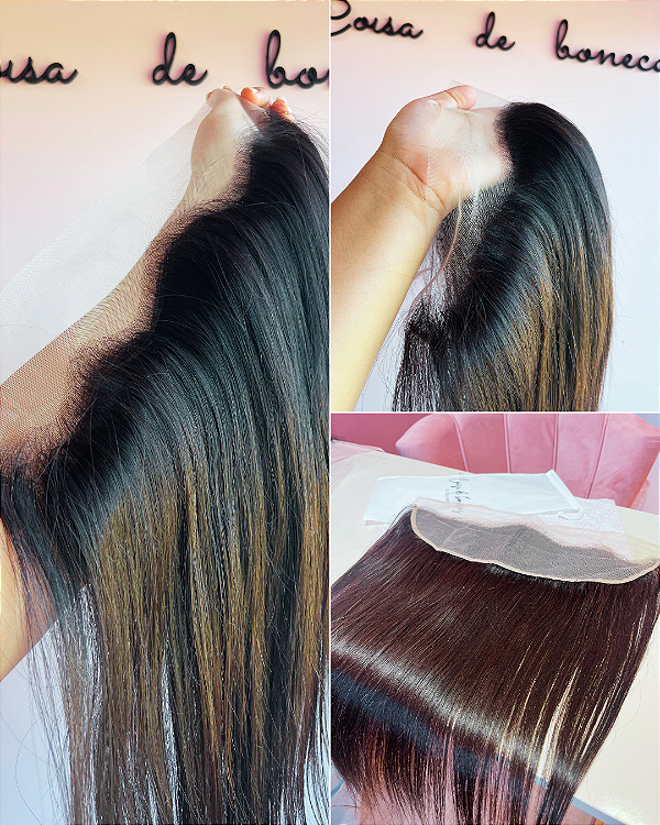 FRONTAL CLOSURE 13X4  ORELHA A ORELHA CABELO HUMANO LISA 55 cm
