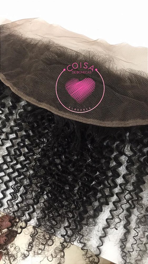 FRONTAL CLOSURE ORELHA A ORELHA HUMANA CRESPA  45 cm