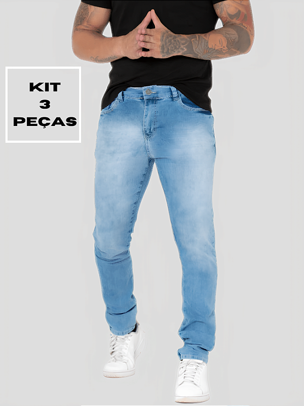 Kit com 3 calças Jeans Masculinas Premium