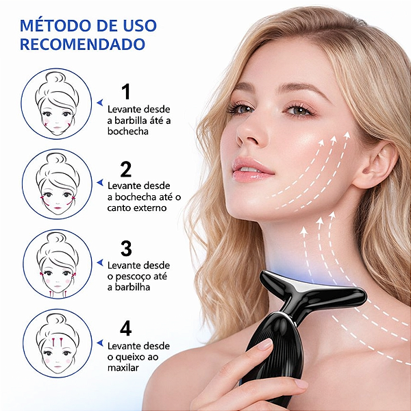 Massageador Facial Elétrico Pescoço LED Lift USB