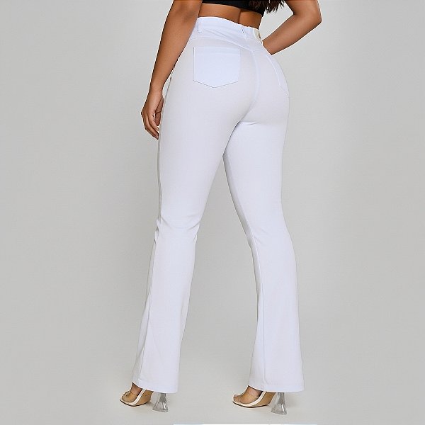 Pack 2 Calças Jeans Feminina Branca Flare Com Lycra [SEM TRANSPARÊNCIA]