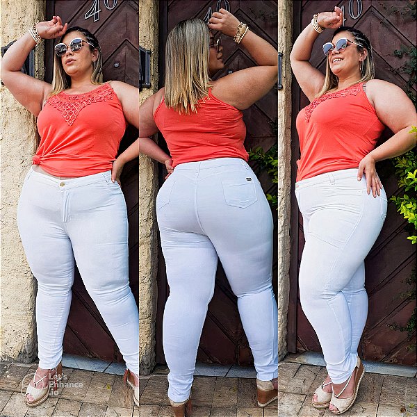 Calça Jeans Branca Plus Size Enfermagem Tamanho Grande