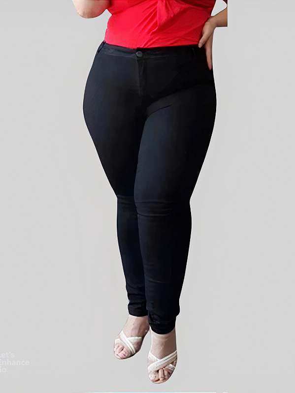 Calça Jeans Preta Plus Size Com Elastano.