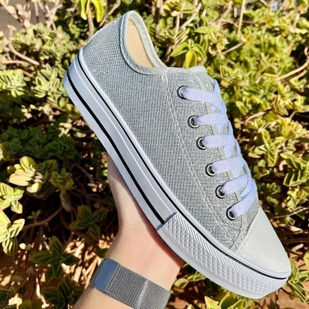 Tênis Feminino Star em Glitter Casual Macio e Confortável Prata