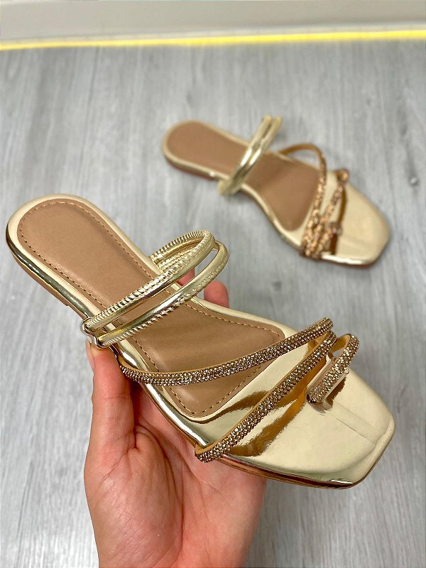 Sandália Rasteirinha com Strass Luxo no atacado