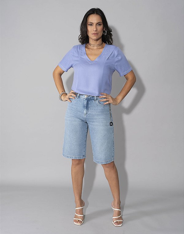 Bermuda Shorts Jeans Feminina Confortável Moda Linha Premium com