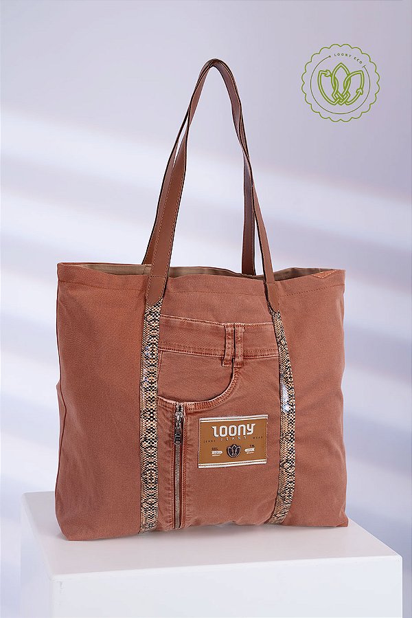 Bolsa Tote Terra Cobre com Faixa Python (Upcycling)