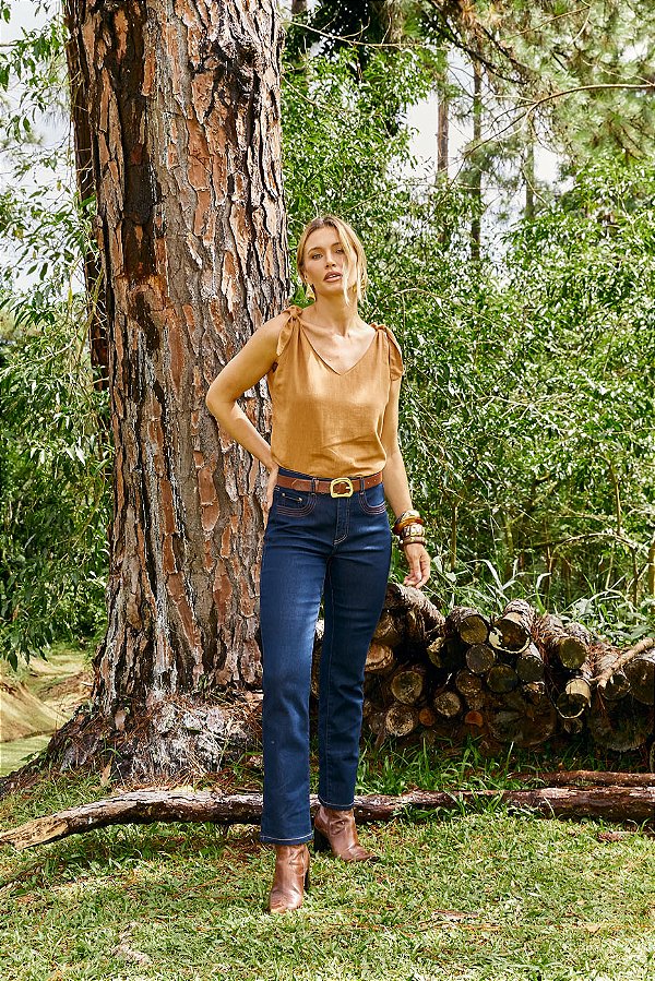 CIGARRETE RETA BOLSO BORDADO