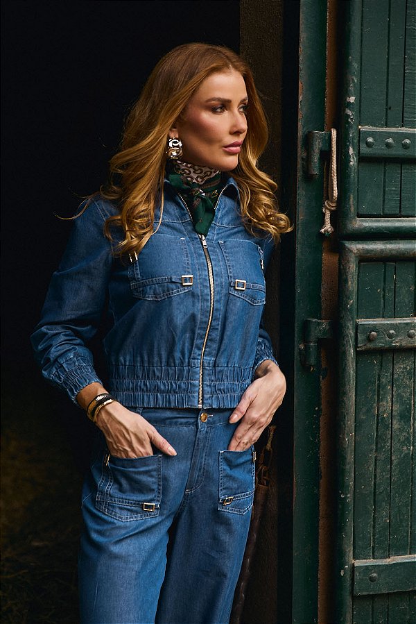 JAQUETA JEANS FIVELAS
