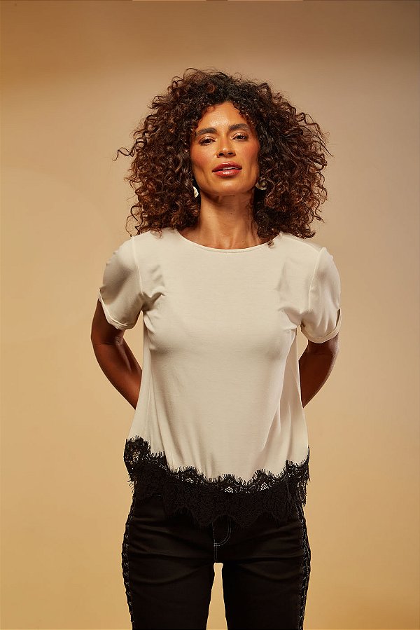 BLUSA MODAL BARRA C/ RENDA